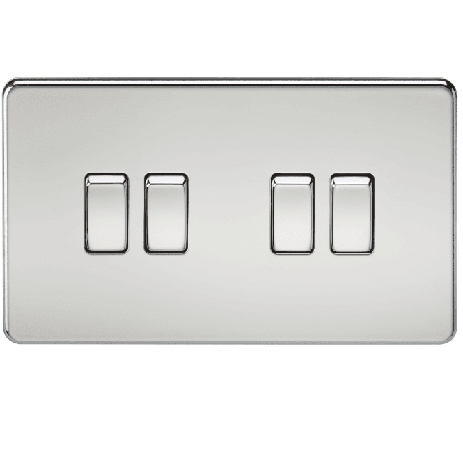 Knightsbridge Switches and Sockets SF4100PC Screwless 4G 2W Switch in Polished Chrome