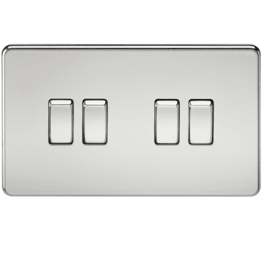 SF4100PC Screwless 4G 2W Switch in Polished Chrome