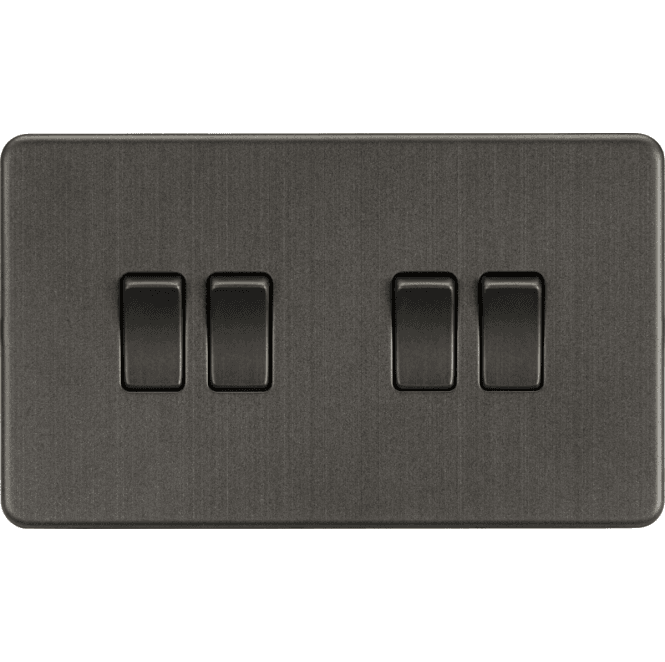 Knightsbridge Switches and Sockets SF4100SB Screwless 4G 2W Switch in Smoked Bronze