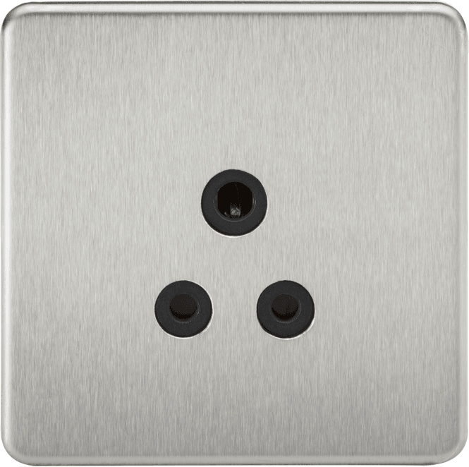 Knightsbridge Switches and Sockets SF5ABC Screwless 5A Unswitched Socket with Black Insert in Brushed Chrome