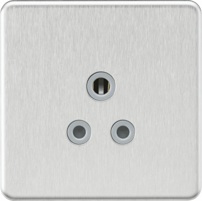Knightsbridge Switches and Sockets SF5ABCG Screwless 5A Unswitched Socket with Grey Insert in Brushed Chrome
