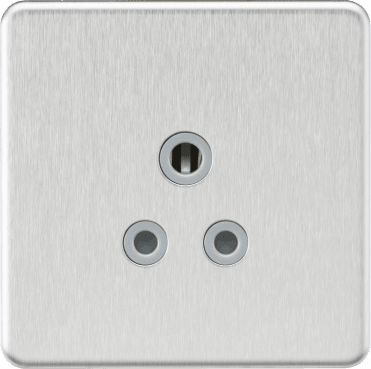 SF5ABCG Screwless 5A Unswitched Socket with Grey Insert in Brushed Chrome