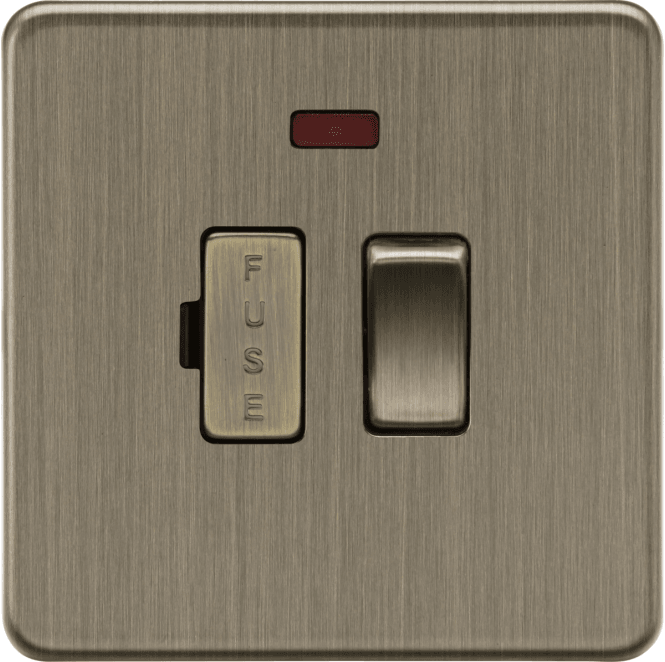 Knightsbridge Switches and Sockets SF6300NAB Screwless 13a Fused Spur with Neon in Antique Brass