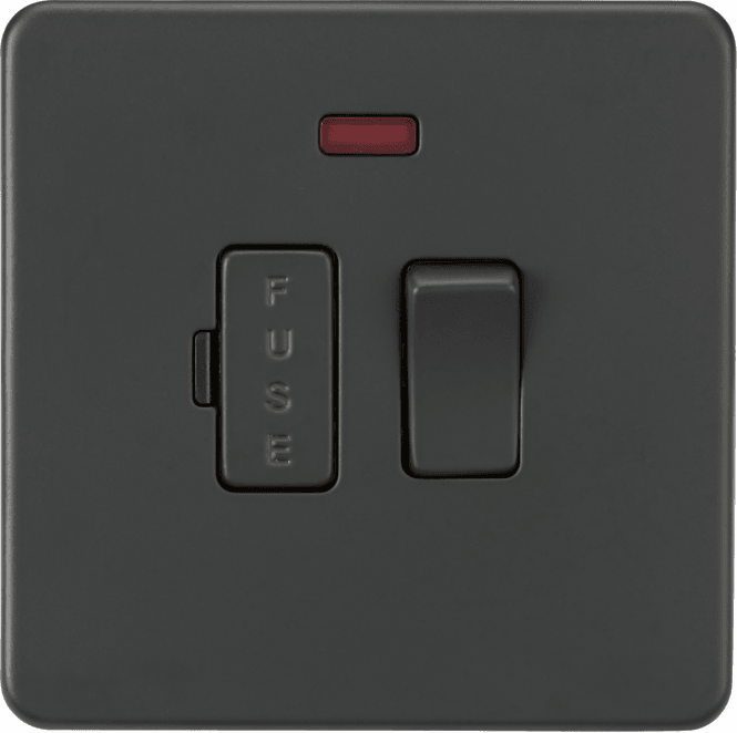 Knightsbridge Switches and Sockets SF6300NAT Screwless 13A Fused Spur with Neon in Anthracite