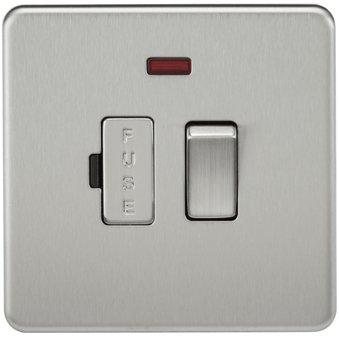 Knightsbridge Switches and Sockets SF6300NBC Screwless 13A Switched Fused Spur with Neon in Brushed Chrome