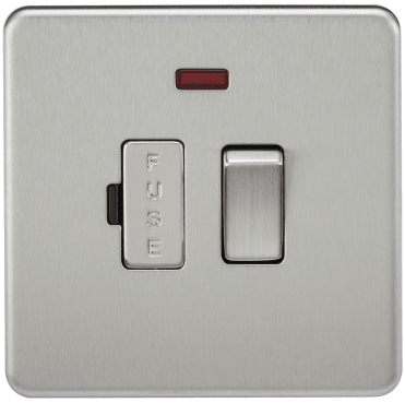 SF6300NBC Screwless 13A Switched Fused Spur with Neon in Brushed Chrome