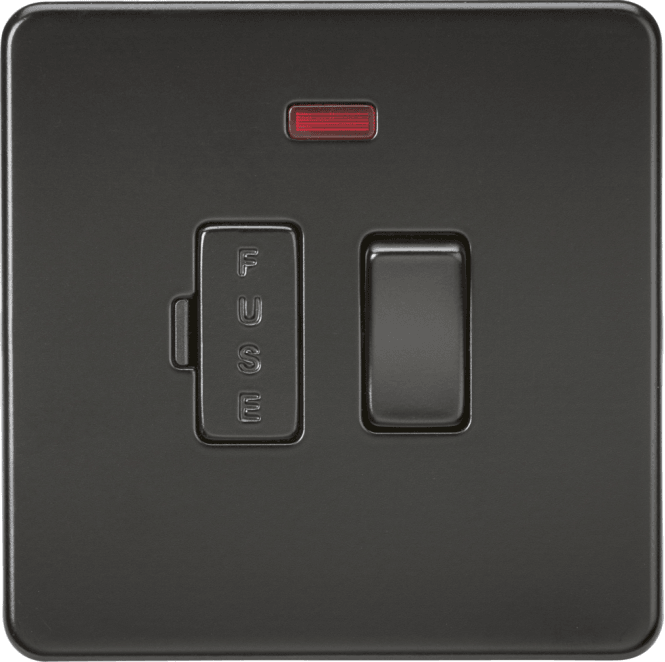 Knightsbridge Switches and Sockets SF6300NMBB Screwless 13A Fused Spur with Neon in Matt Black
