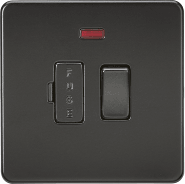 SF6300NMBB Screwless 13A Fused Spur with Neon in Matt Black