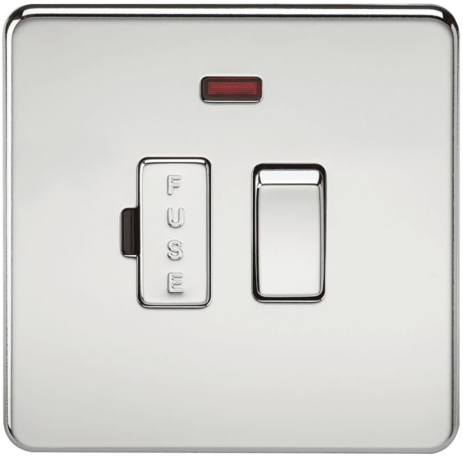 Knightsbridge Switches and Sockets SF6300NPC Screwless 13A Switched Fused Spur with Neon in Polished Chrome