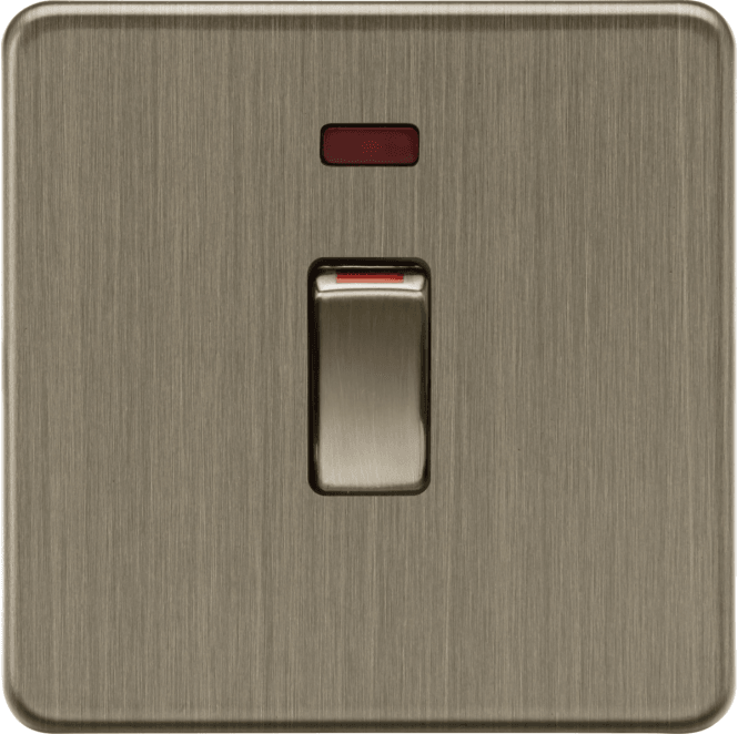 Knightsbridge Switches and Sockets SF81MNAB Screwless 45A 1G DP Switch with Neon in Antique Brass