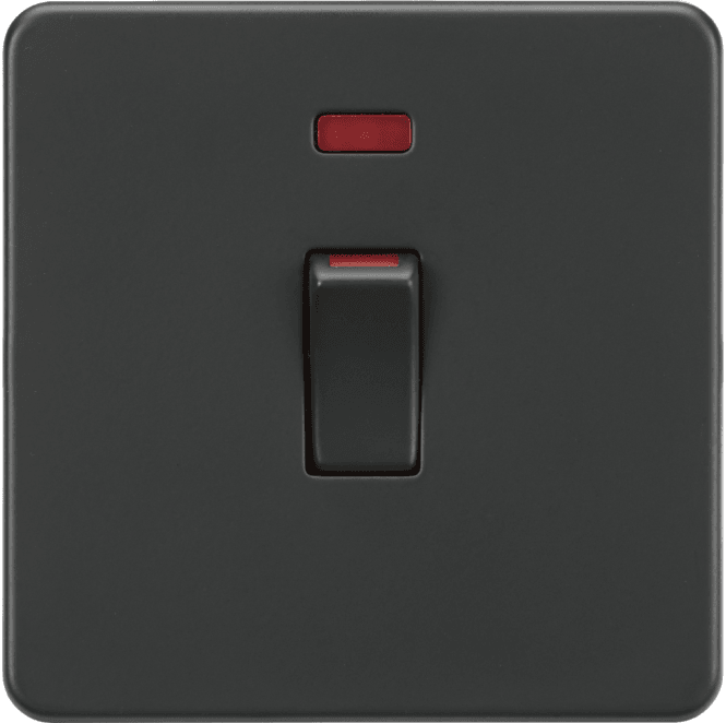 Knightsbridge Switches and Sockets SF81MNAT Screwless 45A 1G DP Switch with Neon in Anthracite