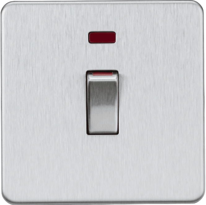 Knightsbridge Switches and Sockets SF81MNBC Screwless 45A 1G DP Switch with Neon in Brushed Chrome