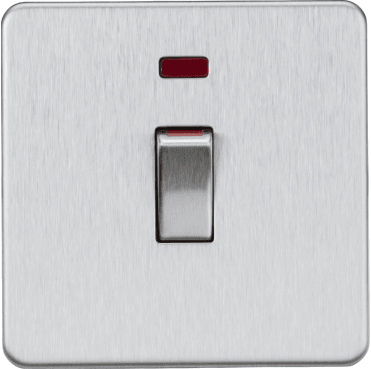 SF81MNBC Screwless 45A 1G DP Switch with Neon in Brushed Chrome