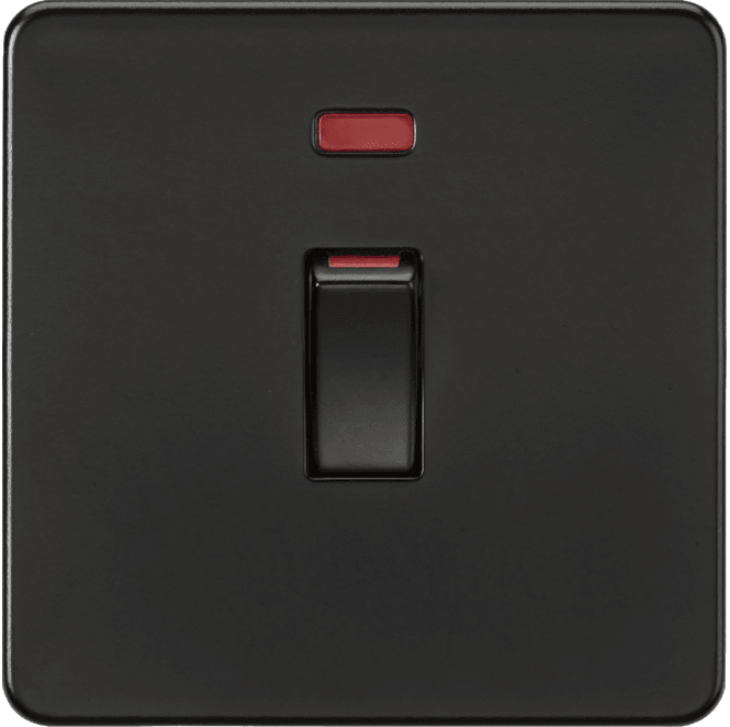 Knightsbridge Switches and Sockets SF81MNMBB Screwless 45A 1G DP Switch with Neon in Matt Black