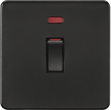 SF81MNMBB Screwless 45A 1G DP Switch with Neon in Matt Black