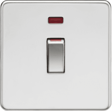 SF81MNPC Screwless 45A 1G DP Switch with Neon in Polished Chrome