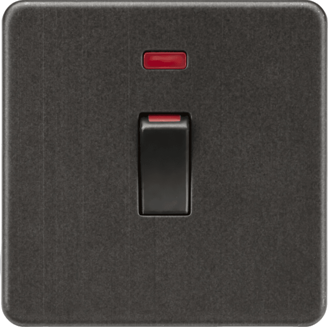Knightsbridge Switches and Sockets SF81MNSB Screwless 45A 1G DP Switch with Neon in Smoked Bronze