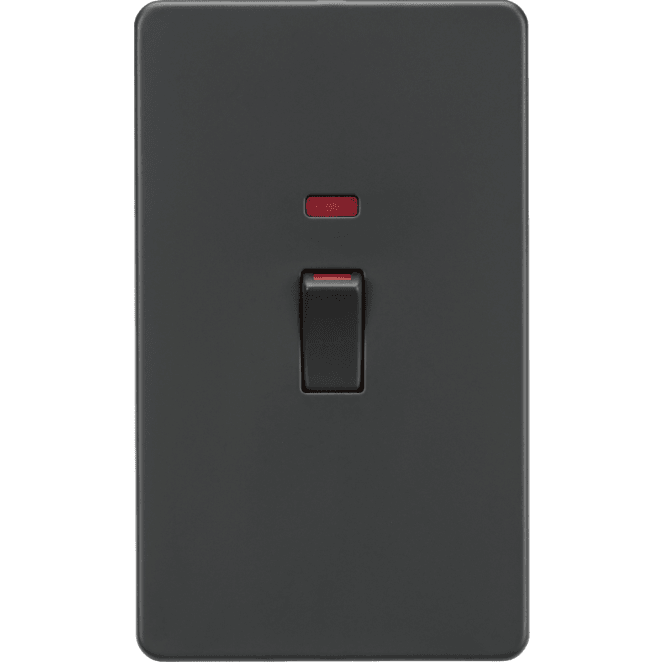 Knightsbridge Switches and Sockets SF82MNAT Screwless 45A 2G DP Switch with Neon in Anthracite