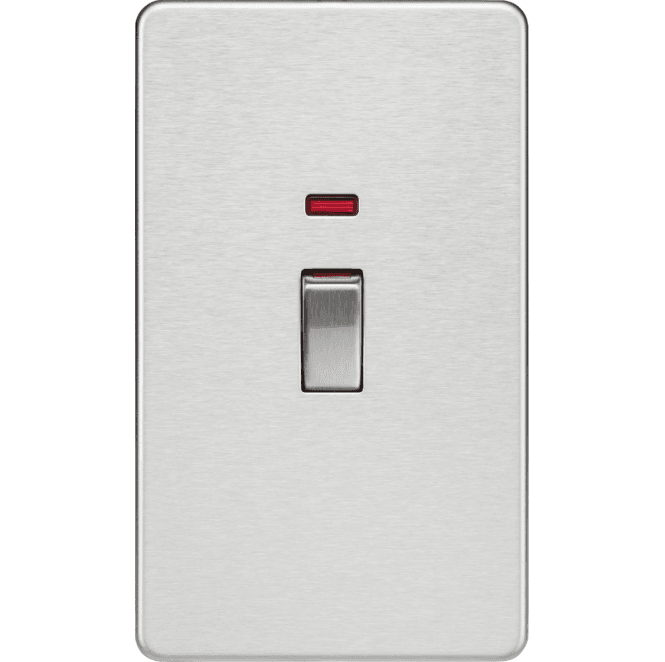 Knightsbridge Switches and Sockets SF82MNBC Screwless 45A 2G DP Switch with Neon in Brushed Chrome