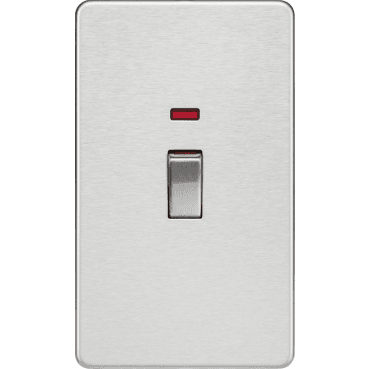 SF82MNBC Screwless 45A 2G DP Switch with Neon in Brushed Chrome