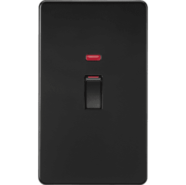 SF82MNMBB Screwless 45A 2G DP Switch with Neon in Matt Black