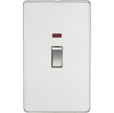 SF82MNPC Screwless 45A 2G DP Switch with Neon in Polished Chrome