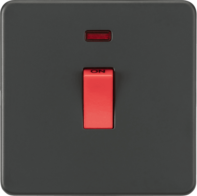 Knightsbridge Switches and Sockets SF8331NAT Screwless 45A 1G DP Switch with Neon in Anthracite