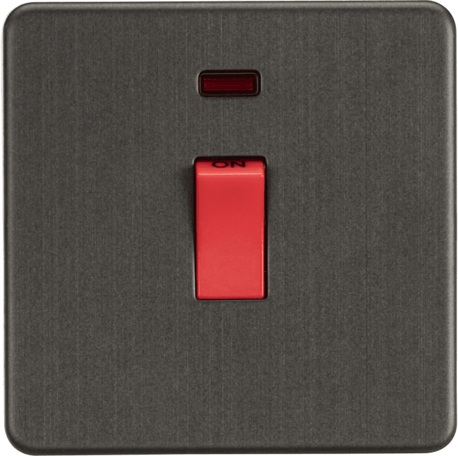 Knightsbridge Switches and Sockets SF8331NSB Screwless 45A 1G DP Switch with Neon in Smoked Bronze