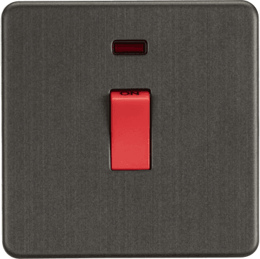 SF8331NSB Screwless 45A 1G DP Switch with Neon in Smoked Bronze