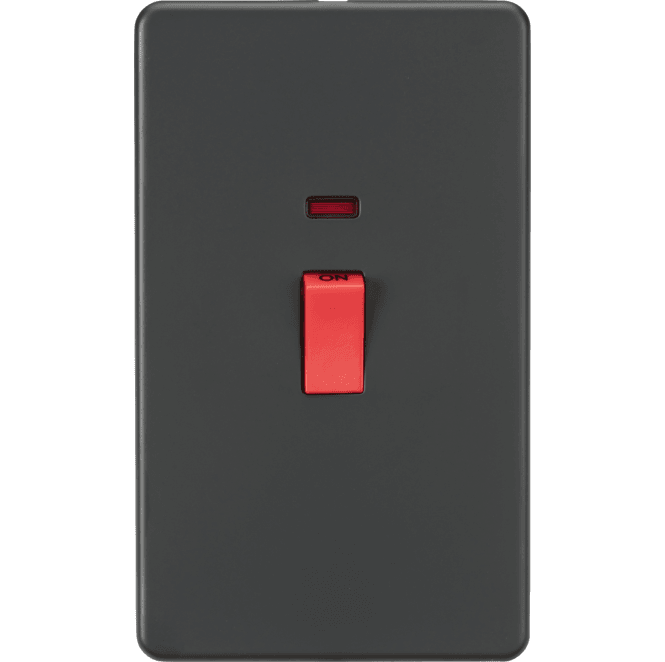 Knightsbridge Switches and Sockets SF8332NAT Screwless 45A 2G DP Switch with Neon in Anthracite