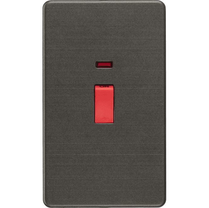 Knightsbridge Switches and Sockets SF8332NSB Screwless 45A 2G DP Switch with Neon in Smoked Bronze