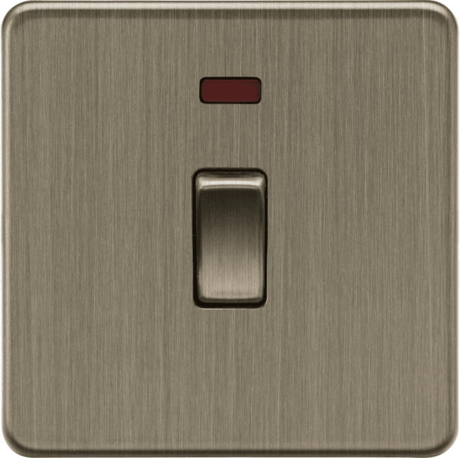 Knightsbridge Switches and Sockets SF8341NAB Screwless 20A 1G DP Switch with Neon in Antique Brass
