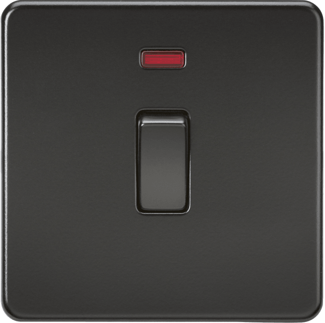 Knightsbridge Switches and Sockets SF8341NMBB Screwless 20A 1G DP Switch with Neon in Matt Black