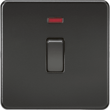 SF8341NMBB Screwless 20A 1G DP Switch with Neon in Matt Black