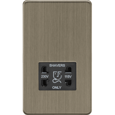 SF8900AB Screwless Dual Voltage Shaver Socket in Antique Brass