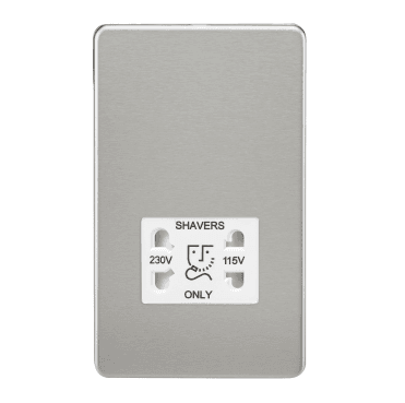 SF8900BCW Screwless Dual Voltage Shaver Socket with White Insert in Brushed Chrome