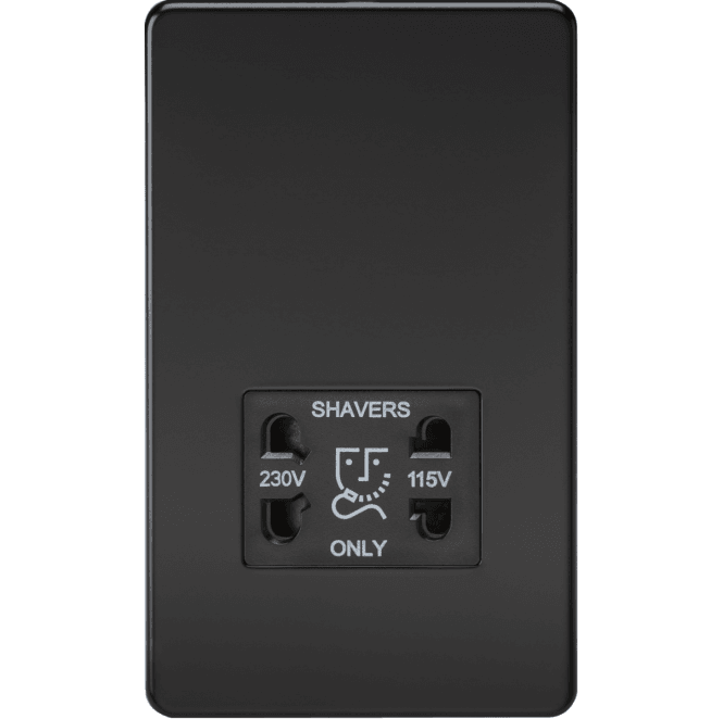 Knightsbridge Switches and Sockets SF8900MB Screwless Dual Voltage Shaver Socket in Matt Black