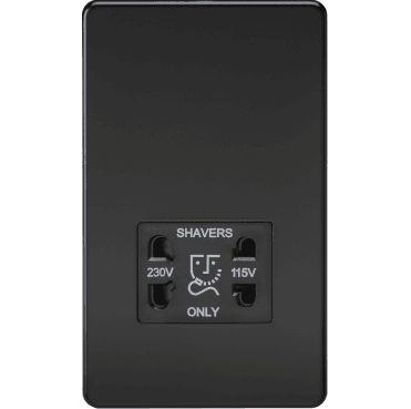 SF8900MB Screwless Dual Voltage Shaver Socket in Matt Black