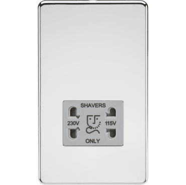 SF8900PCG Screwless Dual Voltage Shaver Socket with Grey Insert in Polished Chrome
