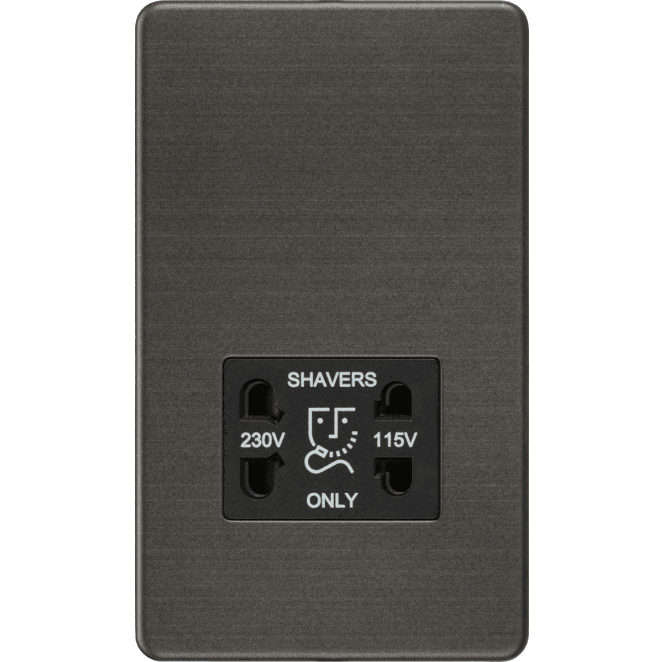 Knightsbridge Switches and Sockets SF8900SB Screwless Dual Voltage Shaver Socket in Smoked Bronze