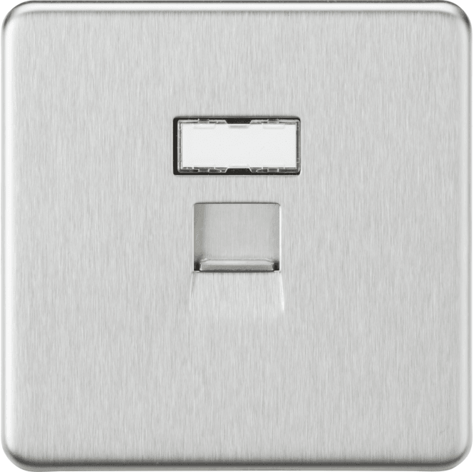 Knightsbridge Switches and Sockets SFC6BC Screwless CAT6a RJ45 Netowrk Outlet in Brushed Chrome