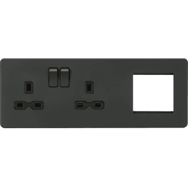 SFR192LAT Screwless Double Switched Socket with a 2G Modular Combination Plate in Anthracite