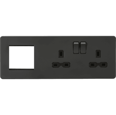 SFR192RAT Screwless Double Switched Socket with a 2G Modular Combination Plate in Anthracite