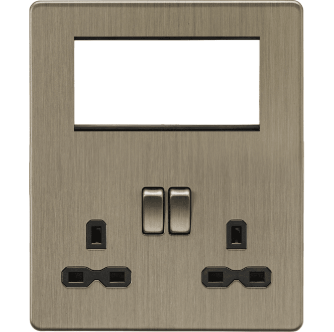 Knightsbridge Switches and Sockets SFR194AB Screwless Small Multimedia Combination Plate in Antique Brass
