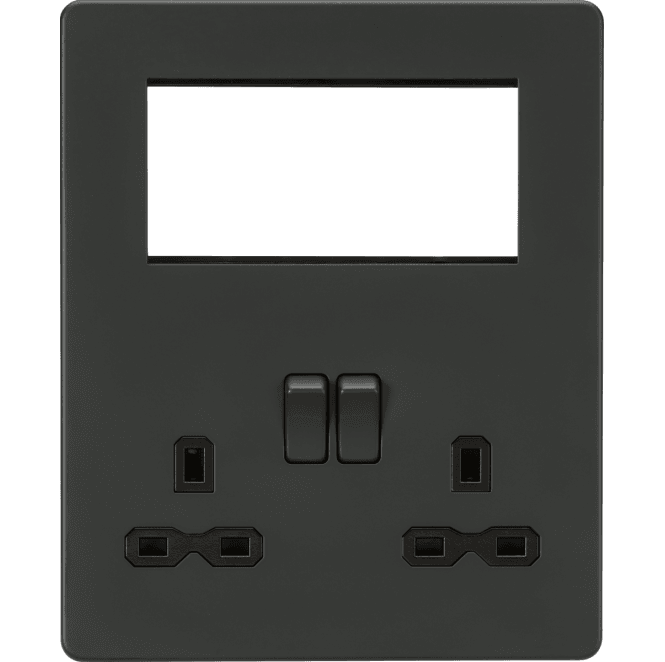 Knightsbridge Switches and Sockets SFR194AT Screwless Small Multimedia Combination Plate in Anthracite