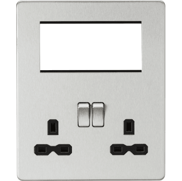 SFR194BC Screwless Small Multimedia Combination Plate with Black Inserts  in Brushed Chrome