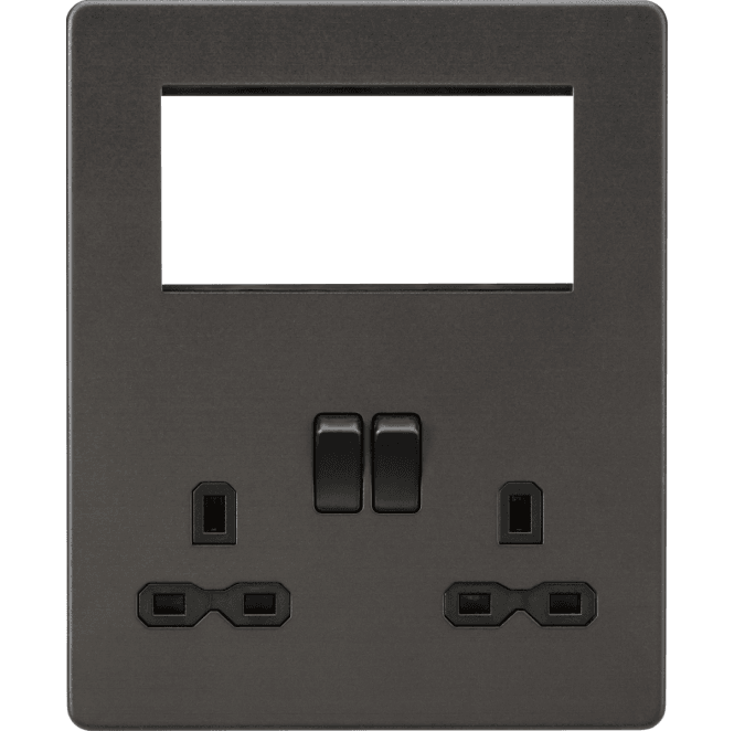 Knightsbridge Switches and Sockets SFR194SB Screwless Small Multimedia Combination Plate in Smoked Bronze