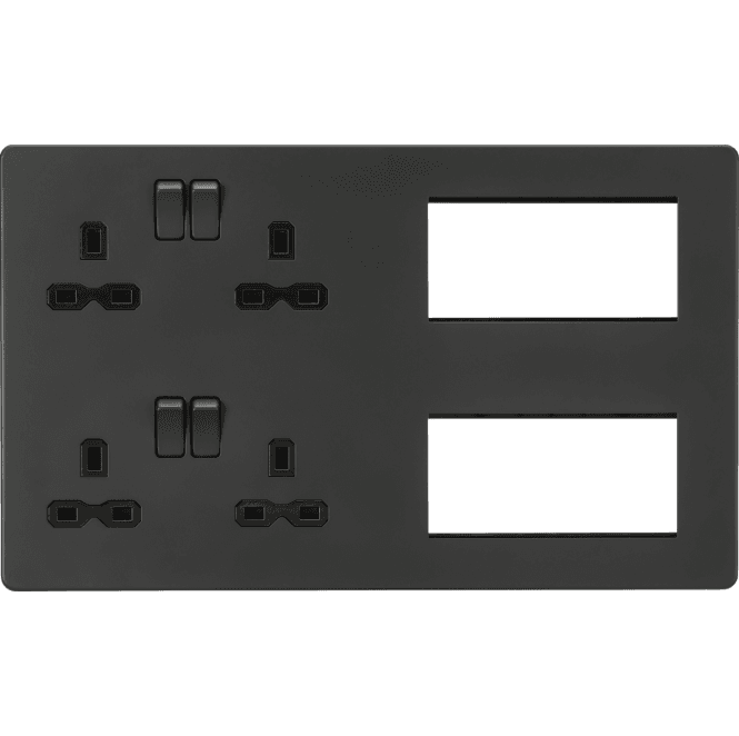 Knightsbridge Switches and Sockets SFR298AT Screwless Combination Plate in Anthracite
