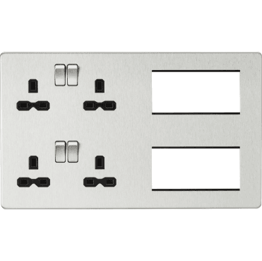 SFR298BC Screwless Combination Plate with Black Inserts in Brushed Chrome