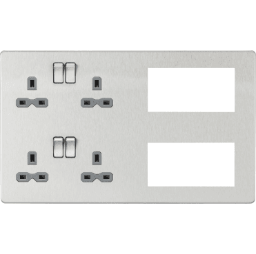 SFR298BCG Screwless Combination Plate with Grey Inserts in Brushed Chrome